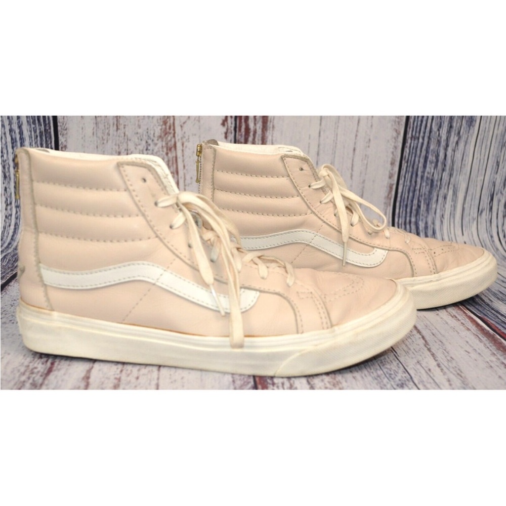 VANS Sk8-Hi 721499 Leather Pink Zipper Back Women's Size 8 Men's 6.5 Skate Shoes - Picture 2 of 3